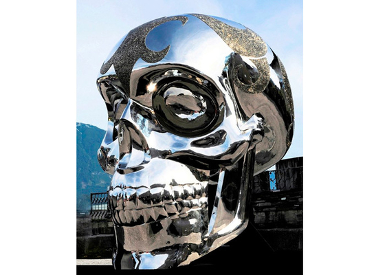 Customized Giant Polished Modern Stainless Steel Skullhead Sculpture