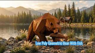 ขนาดใหญ่ Corten Steel Grizzly Bear ประติมากรรม Low Poly เรขาคณิตหมีปลารูปปั้นสวนกลางแจ้ง De
