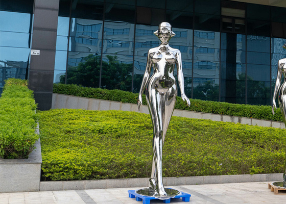 ราคาดี ตกแต่งสวนรูปปั้นผู้หญิงสแตนเลสขัดเงาสูง 200 ซม ออนไลน์