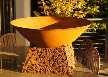 ราคาดี การออกแบบร่วมสมัย Corten Steel หลุมไฟชามพร้อมขาตั้งใบเสร็จสิ้นสนิม ออนไลน์
