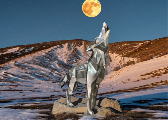 ราคาดี ภาพปั้นจากสแตนเลส สัตว์ที่ดูดลึกขนาดใหญ่ ศิลปะหมาป่า เทคนิคการปั่นโลหะสําหรับการตกแต่ง ออนไลน์