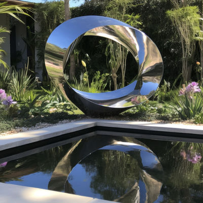 ราคาดี กระจกสแตนเลสโมเดิร์น วงแหวนกลางแจ้ง รูปปั้นภูมิทัศน์น้ํา สําหรับโรงแรมและวิลล่า ออนไลน์