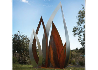 ราคาดี สวนประติมากรรมโลหะตกแต่งสวนพฤกษศาสตร์ Corten ใบเหล็กโลหะที่มีผิวสนิม ออนไลน์
