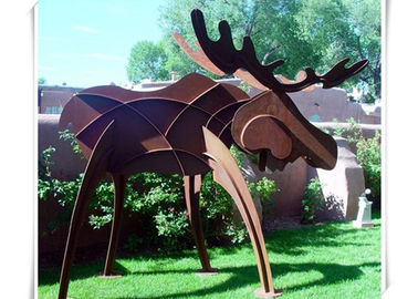 ราคาดี รูปปั้นสัตว์เหล็ก Corten Moose สไตล์นามธรรมศิลปะเหล็กสนิมสวน ออนไลน์