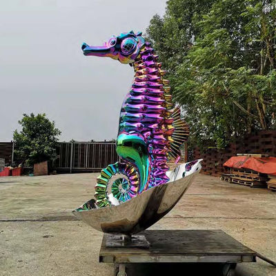 ราคาดี 200cm Outdoor Stainless Steel Sea Horse Sculpture พีวีดีเคลือบ ออนไลน์