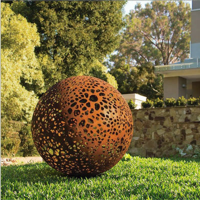 ราคาดี Large Garden Decorative Weathered Corten Steel Rusted Hollow Metal Sphere ออนไลน์