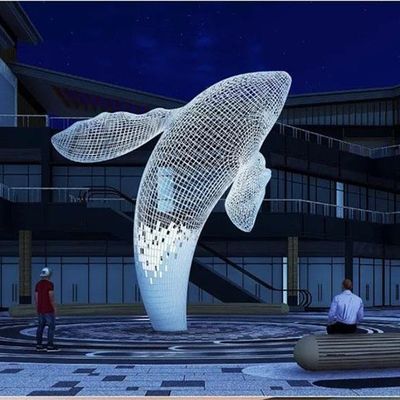 ราคาดี Custom Public Outdoor Modern Decorative Steel Sculpture Metal Statue Huge White Whale ออนไลน์