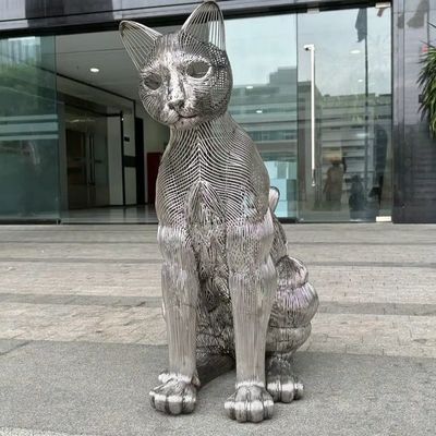ราคาดี Modern Art Cat Animal Decorative Metal Stainless Steel Sculpture Outdoor Large Statue Factory ออนไลน์