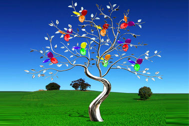 ราคาดี ตกแต่งสวนสีสันประติมากรรมต้นไม้เหล็กกล้าไร้สนิมทาสีสำหรับวางสแควร์ ออนไลน์