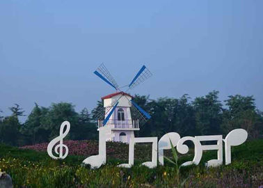 ราคาดี ประติมากรรมกลางแจ้งสแตนเลสทาสีขาวทันสมัยของโน้ตดนตรี ออนไลน์