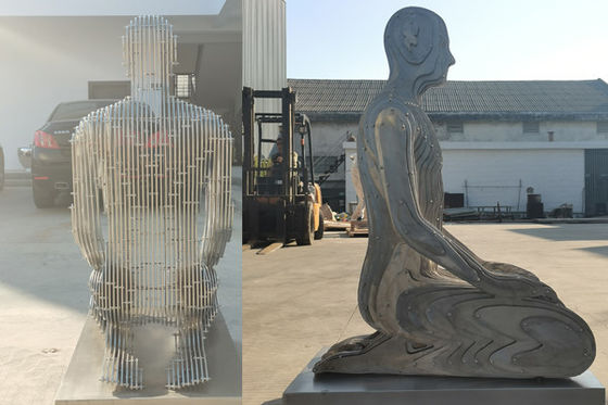 ราคาดี โมเดิร์นขัดเงาสแตนเลส 316 รูปปั้นคนคุกเข่า ออนไลน์