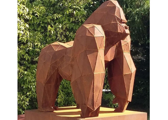 ราคาดี ชีวิตขนาด Rusty Corten Steel Gorilla ประติมากรรมสำหรับตกแต่งกลางแจ้ง ออนไลน์