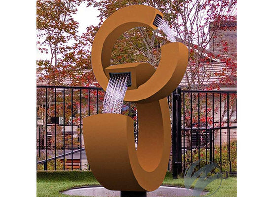 ราคาดี น้ำพุสวนเหล็ก Corten Steel ที่เป็นสนิมทันสมัยรูปทรง 2C ออนไลน์
