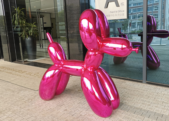 ศิลปะสมัยใหม่ Hot Pink Balloon Dog เรซิ่นกลางแจ้งประติมากรรมไฟเบอร์กลาส
