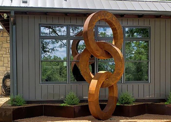 ราคาดี ตกแต่งสวนกลางแจ้งประติมากรรมโลหะ Corten Steel Circle ออนไลน์