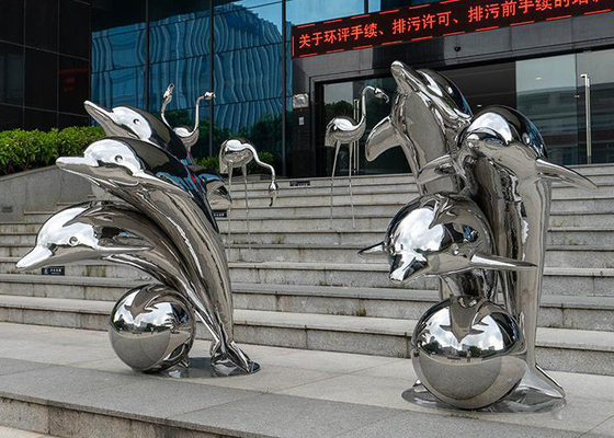 ราคาดี ศิลปะสาธารณะสมัยใหม่ Dolphin Stainless Steel Animal Sculpture Mirror Polished ออนไลน์