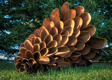 ราคาดี ประติมากรรมโคนโคนขึ้นสนิม Corten Steel, ประติมากรรมภูมิทัศน์โลหะทันสมัย ออนไลน์