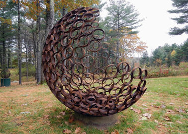 ราคาดี การตกแต่งสวนประติมากรรม Corten Steel แบบกลางแจ้ง Hemilspheres ออนไลน์