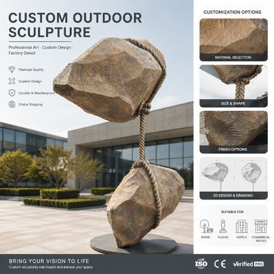 Instagrammable Floating Rock Sculpture, Large-Scale Outdoor Art Installation
