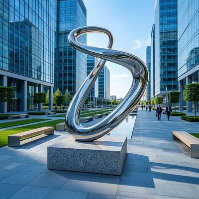 Infinity Twist Mirror Polished Stainless Steel LED Sculpture | Modern Outdoor & Indoor Art Decor