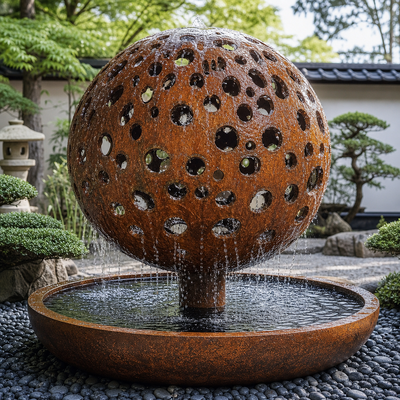 ราคาดี Welded Weathering Steel Ball Sculpture Corten Steel Outdoor Garden Landscaping Fountain Decoration ออนไลน์