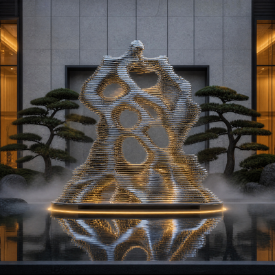 Stainless Steel Sculpture Metal Landscape Outdoor Metal Art Modern Garden Urban Landmark Factory Direct Fabrication