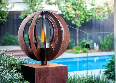 การ์เด้นตกแต่งสวน Corten Steel Sculpture หลุมไฟสำหรับกลางแจ้ง