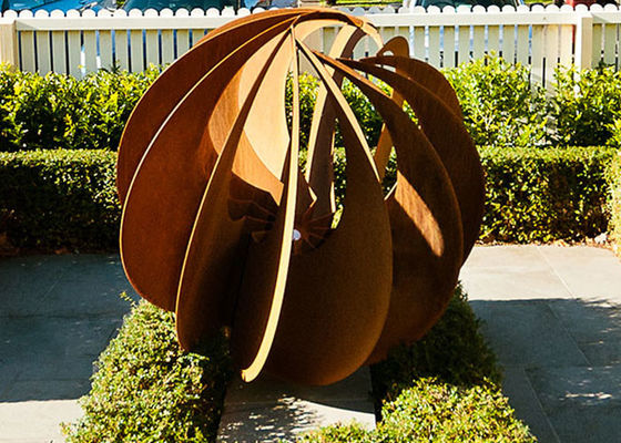 ราคาดี ประติมากรรมลูกบอลสวนเหล็ก Corten สนิมกลางแจ้ง ออนไลน์