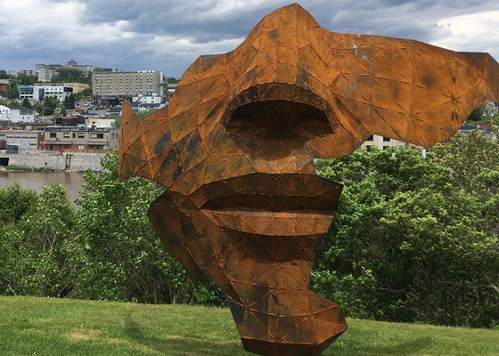 ราคาดี ประติมากรรมใบหน้า Corten Steel สนิมกลางแจ้งสำหรับภูมิทัศน์ ออนไลน์